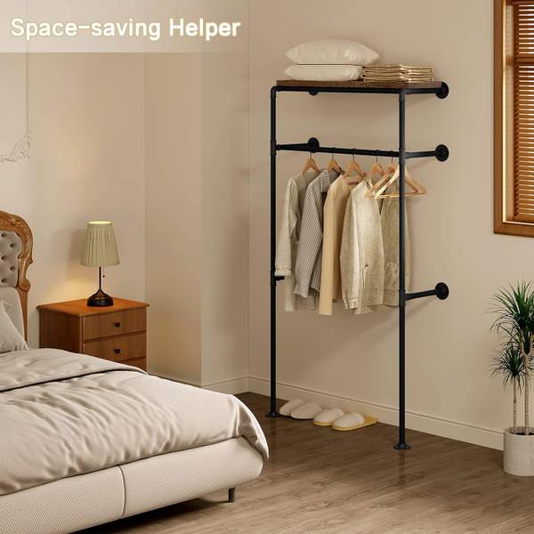 Kleiderständer Kaltrina Schwarz - Braun - Holzwerkstoff - Metall - 184 x 188 x 35 cm