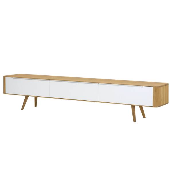 TV-Lowboard Loca I Wildeiche teilmassiv - Weiß / Wildeiche - Breite: 225 cm