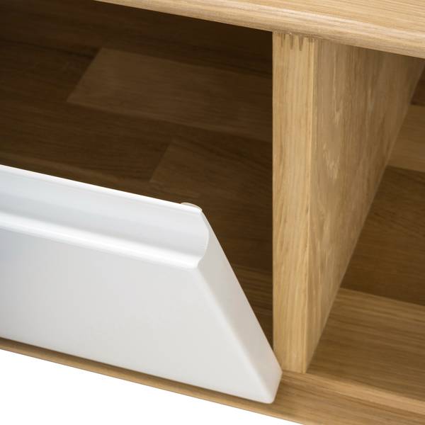 TV-Lowboard Loca I Wildeiche teilmassiv - Weiß / Wildeiche - Breite: 225 cm