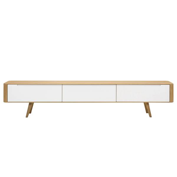 TV-Lowboard Loca I Wildeiche teilmassiv - Weiß / Wildeiche - Breite: 225 cm