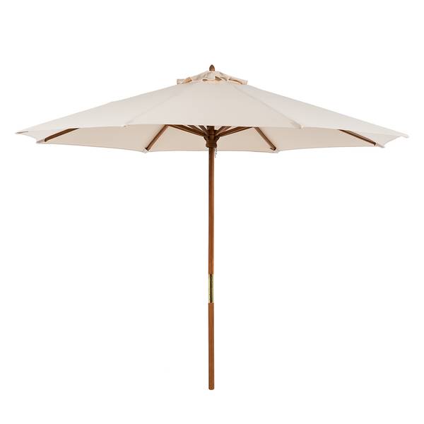 Sonnenschirm Sombrilla Eukalyptus massiv / Polyester - Beige - Durchmesser: 270 cm