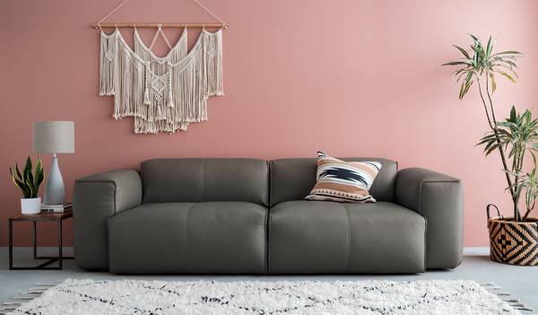 Canapé 3 places HUDSON Cuir véritable Neka : Gris