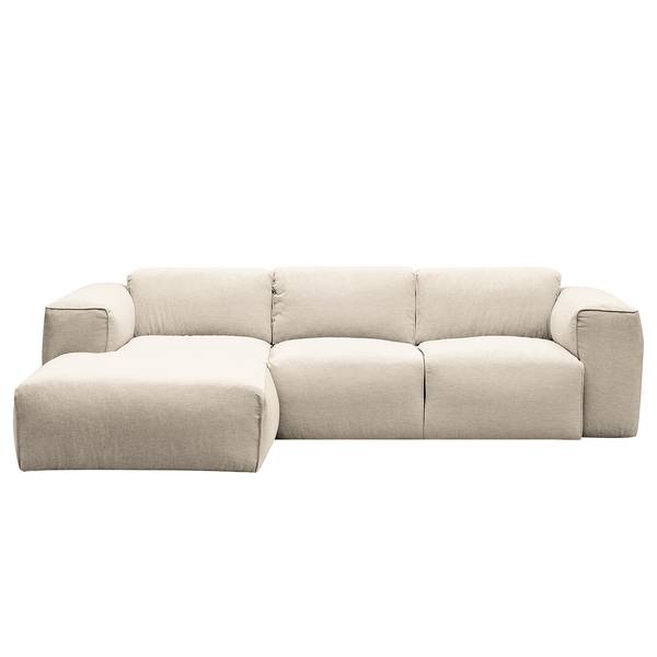 Ecksofa HUDSON 3-Sitzer mit Longchair Webstoff Saia: Beige - Breite: 251 cm - Longchair davorstehend links