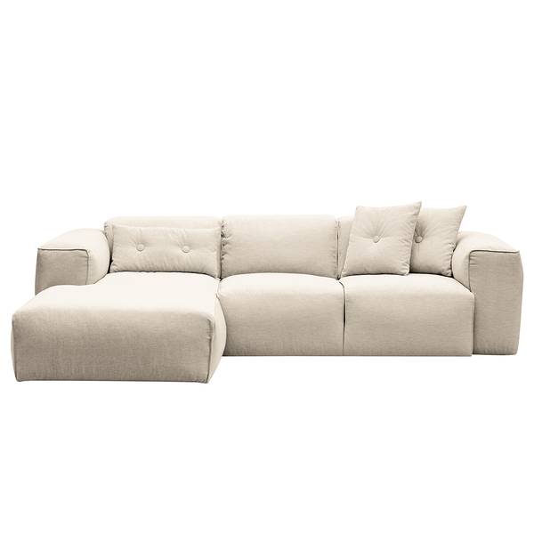 Ecksofa HUDSON 3-Sitzer mit Longchair Webstoff Saia: Beige - Breite: 251 cm - Longchair davorstehend links