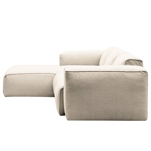 Ecksofa HUDSON 3-Sitzer mit Longchair Webstoff Saia: Beige - Breite: 251 cm - Longchair davorstehend links