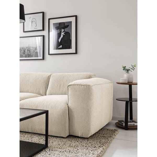 Ecksofa HUDSON 3-Sitzer mit Longchair Webstoff Saia: Beige - Breite: 251 cm - Longchair davorstehend links