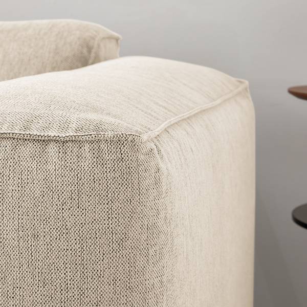 Ecksofa HUDSON 3-Sitzer mit Longchair Webstoff Saia: Beige - Breite: 251 cm - Longchair davorstehend links