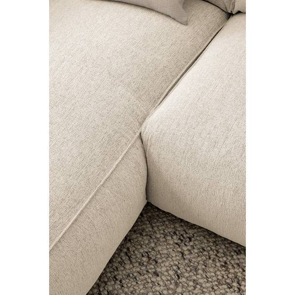 Ecksofa HUDSON 3-Sitzer mit Longchair Webstoff Saia: Beige - Breite: 251 cm - Longchair davorstehend links