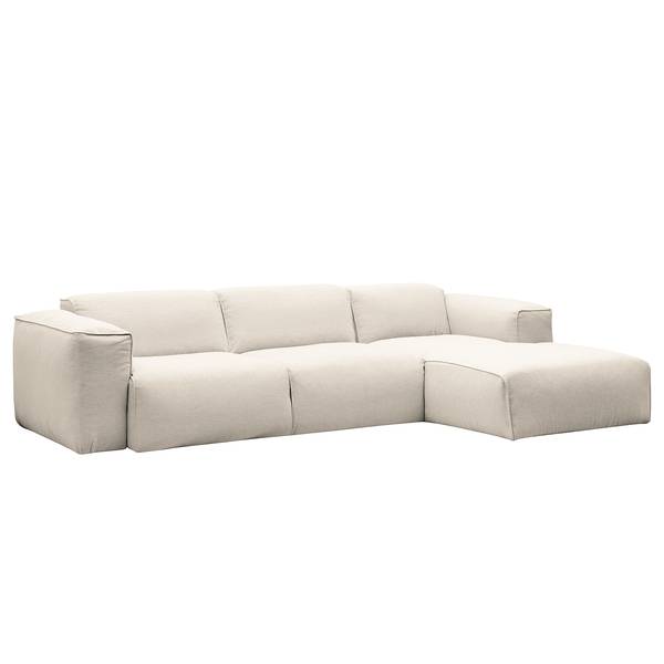 Ecksofa HUDSON 3-Sitzer mit Longchair Webstoff Saia: Beige - Breite: 284 cm - Longchair davorstehend rechts