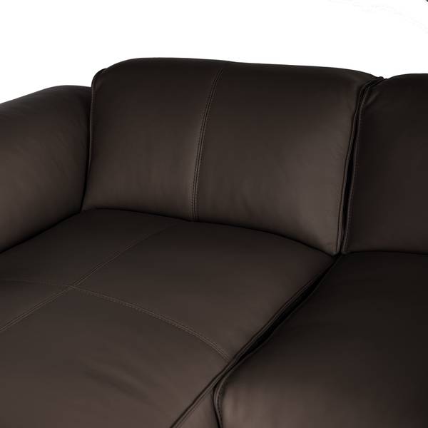 Wohnlandschaft HUDSON Echtleder Neka: Dunkelbraun - Longchair davorstehend links / Ottomane rechts