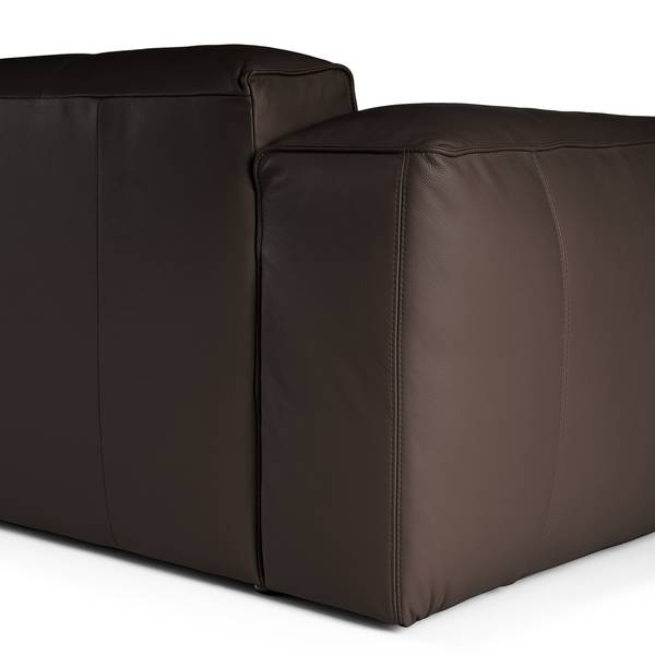 Wohnlandschaft HUDSON Echtleder Neka: Dunkelbraun - Longchair davorstehend links / Ottomane rechts