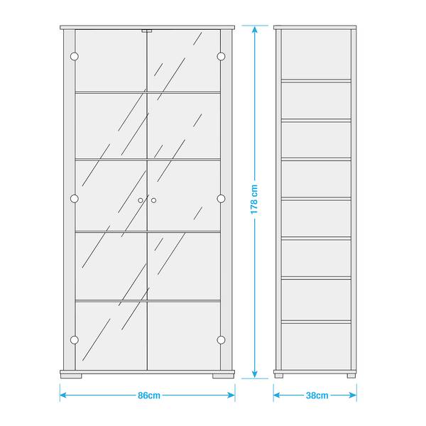 Vitrine Nysa Inkl. Beleuchtung - Hochglanz Schwarz