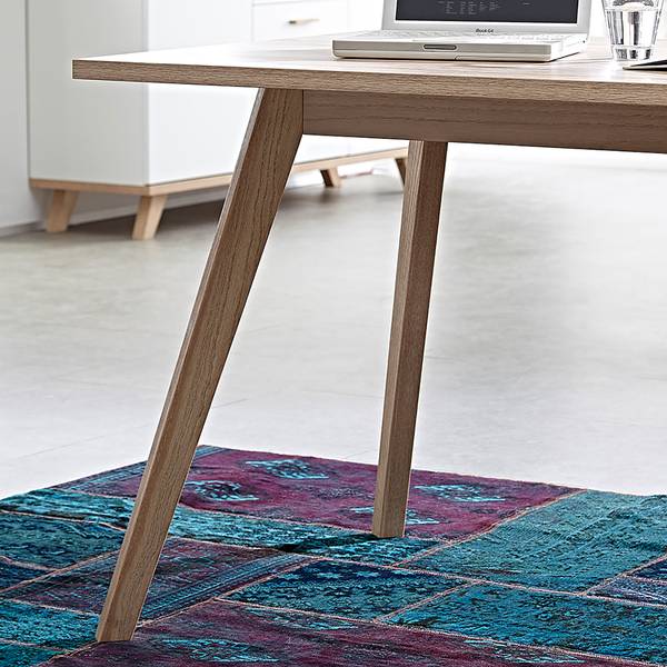 Eckschreibtisch Neston Eiche teilmassiv - Matt Weiß / Eiche Sanremo Dekor