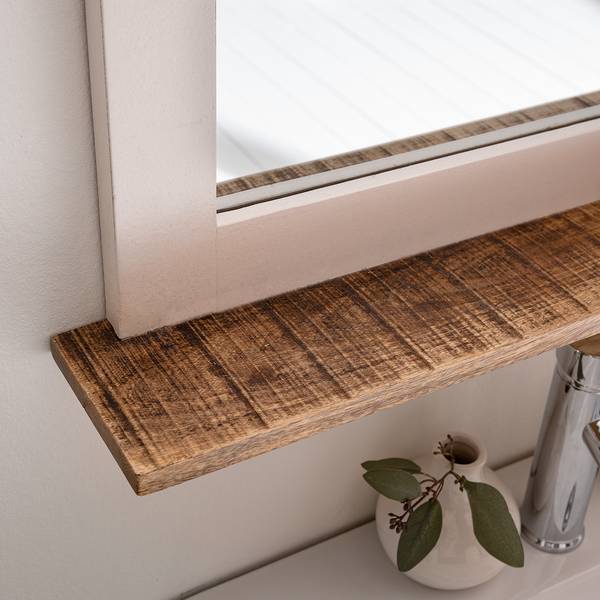 Badkamerspiegel Newhaven massief mangohout - mangohout/wit