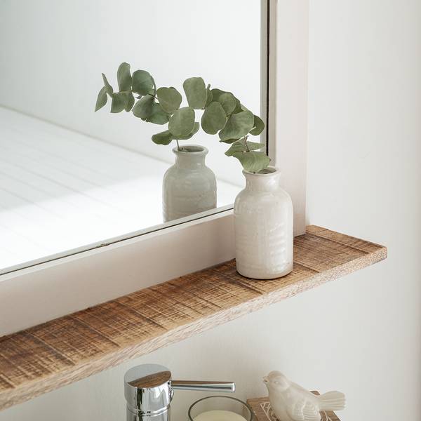 Badkamerspiegel Newhaven massief mangohout - mangohout/wit