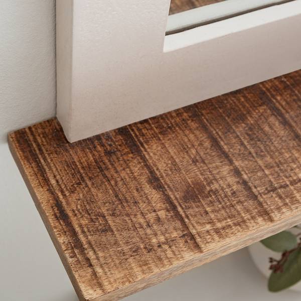 Badkamerspiegel Newhaven massief mangohout - mangohout/wit