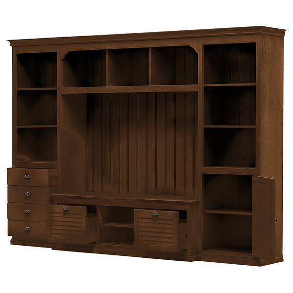 Tv-wand Sollerön II wand Sollerön II - deels massief pijnboomhout - bruin pijnboomhout/zwart