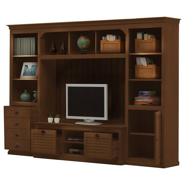 Tv-wand Sollerön II wand Sollerön II - deels massief pijnboomhout - bruin pijnboomhout/zwart