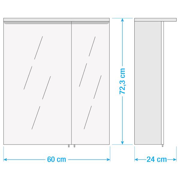 Spiegelschrank Genf II Inkl. Beleuchtung - Hochglanz Weiß