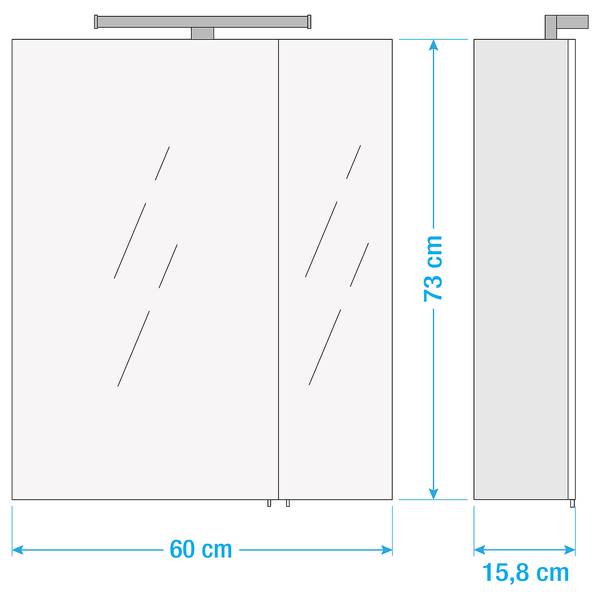 Armoire à miroir Genf III avec éclairage Blanc brillant
