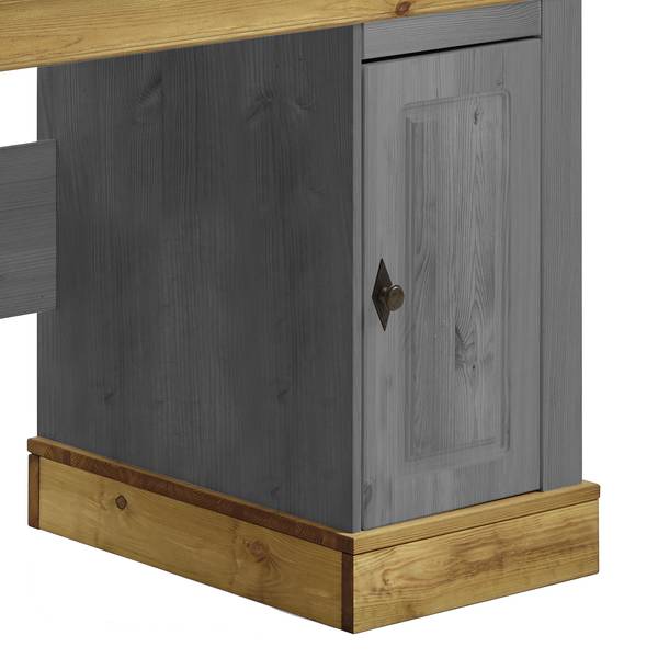 Massiver Schreibtisch Bergen 143 cm Kiefer massiv - Grau / Laugenfarbig