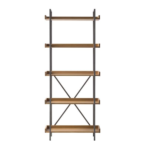 Bücherregal DHARAI - Breite 80 cm Echtholzfurnier / Metall - Eiche / Silber