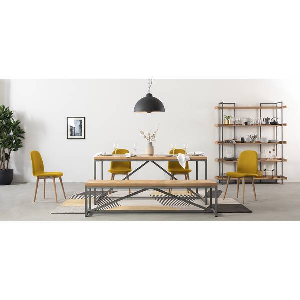 Bücherregal DHARAI - Breite 80 cm Echtholzfurnier / Metall - Eiche / Silber