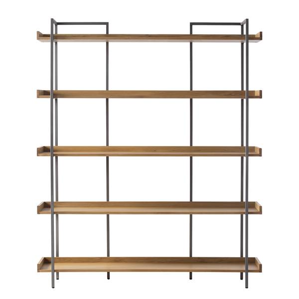 Bücherregal DHARAI - Breite 160 cm Echtholzfurnier / Metall - Eiche / Silber