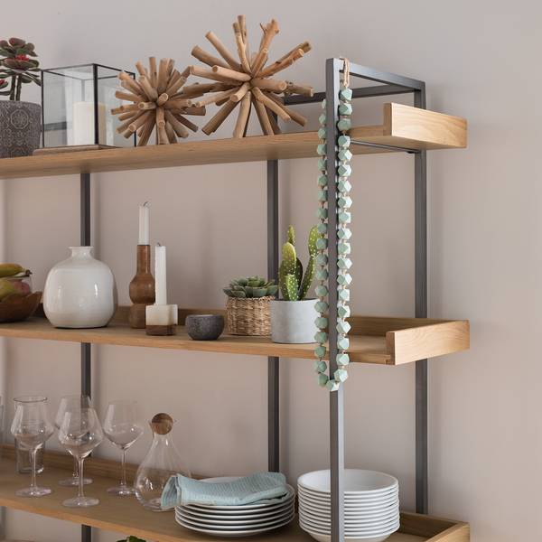 Bücherregal DHARAI - Breite 160 cm Echtholzfurnier / Metall - Eiche / Silber