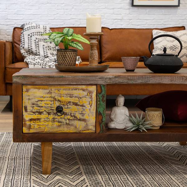 Couchtisch Yazoo Altholz massiv - Mehrfarbig