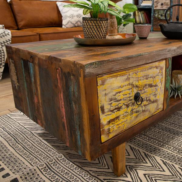 Couchtisch Yazoo Altholz massiv - Mehrfarbig