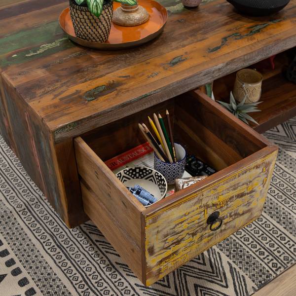 Couchtisch Yazoo Altholz massiv - Mehrfarbig