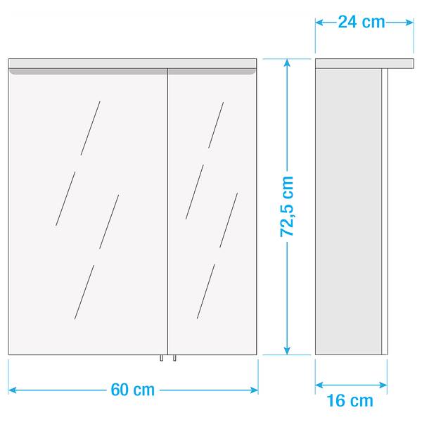 Armadietto Milan (illuminazione incl.) effetto rovere - Effetto quercia Rustico - Larghezza: 60 cm
