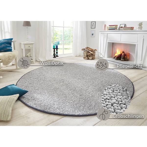 Kurzflorteppich Wolly II Kunstfaser - Granit - Ø 200 cm