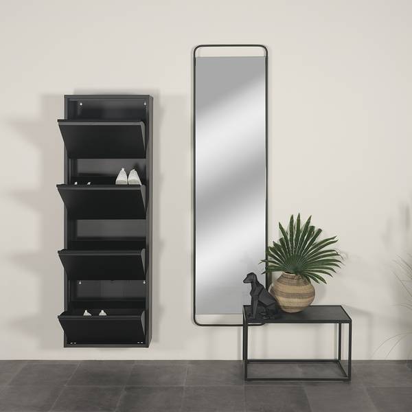 Schoenenkast Meelin III metaal - zwart