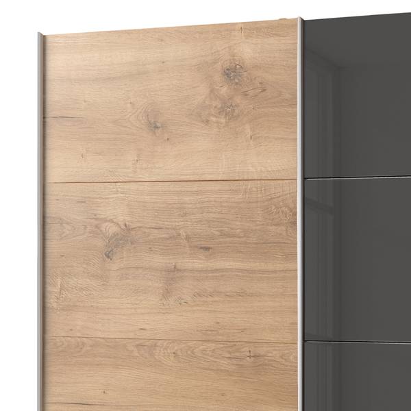 Schwebetürenschrank Easy Plus I Plankeneiche Dekor/ Glas Grey - Plankeneiche Dekor / Glas Grau - 180 x 236 cm