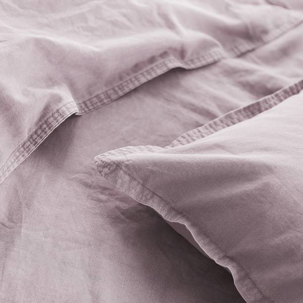 Stonewashed beddengoed Smood pure katoen - lichtroze - 135 x 200 cm + kussen 80 x 80 cm - 2-delig