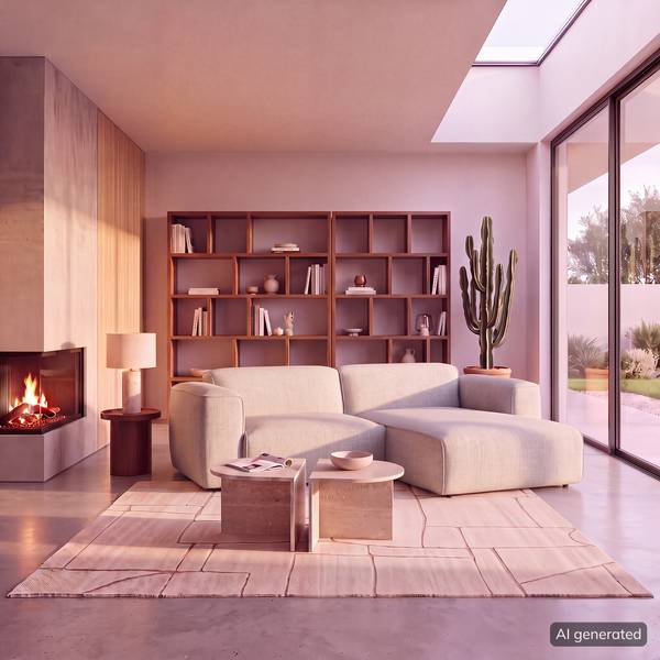 Ecksofa HUDSON 1,5-Sitzer mit Longchair Webstoff Saia: Beige - Longchair davorstehend rechts