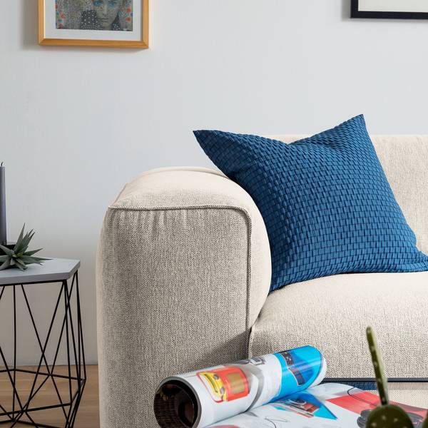 Ecksofa HUDSON 1,5-Sitzer mit Longchair Webstoff Saia: Beige - Longchair davorstehend rechts