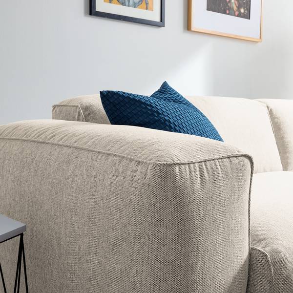 Ecksofa HUDSON 1,5-Sitzer mit Longchair Webstoff Saia: Beige - Longchair davorstehend rechts