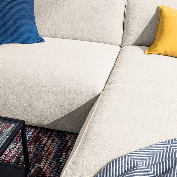 Ecksofa HUDSON 1,5-Sitzer mit Longchair Webstoff Saia: Beige - Longchair davorstehend rechts