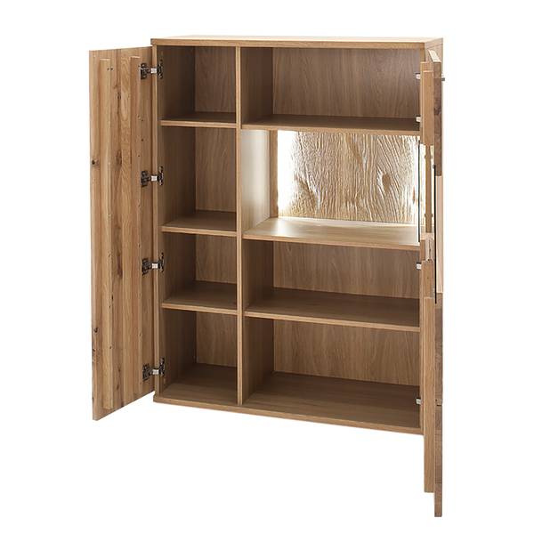 Highboard Ristiina II Eiche teilmassiv - Eiche Bianco / Eiche Bianco Dekor - Glastür links