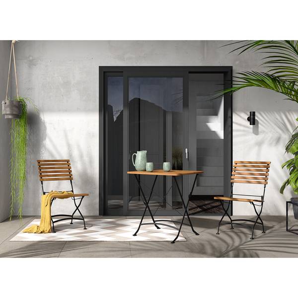 Tuinstoel Tuscany I (set van 2) massief acaciahout/staal - acaciahout/zwart