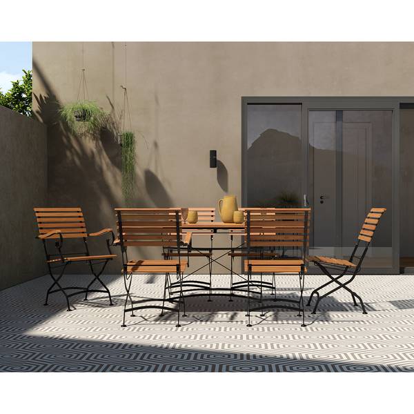 Uitschuifbare tuintafel Tuscany massief acaciahout/staal - acaciahout/zwart