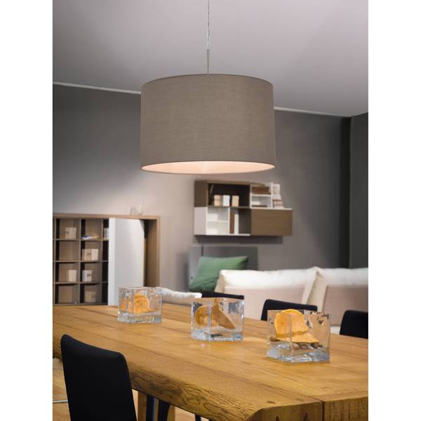 Pendelleuchte Pasteri III Mischgewebe / Stahl - 1-flammig - Cappuccino - Breite: 38 cm