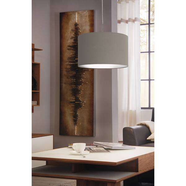 Pendelleuchte Pasteri III Mischgewebe / Stahl - 1-flammig - Cappuccino - Breite: 38 cm