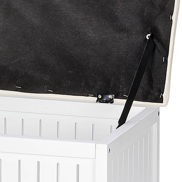 Sitzbank Oslo Walnuss massiv / Kunstleder - Weiß / Ecru