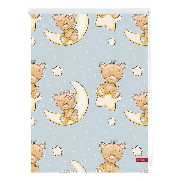 Verdunkelungsrollo Bärchen Webstoff - Blau - 45 x 150 cm