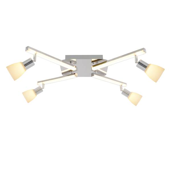 Plafonnier LED Ibiza III Verre dépoli / Acier inoxydable - 8 flammes