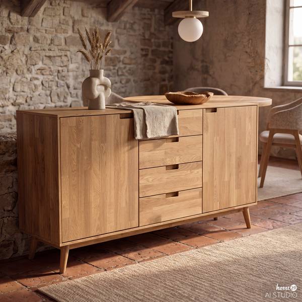 Massives Sideboard FINSBY Eiche massiv - Eiche
